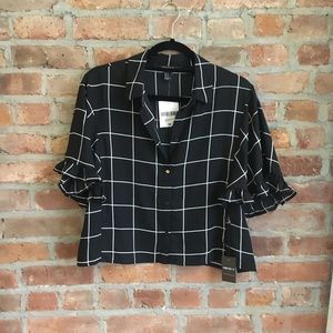 Grid Chiffon crop top